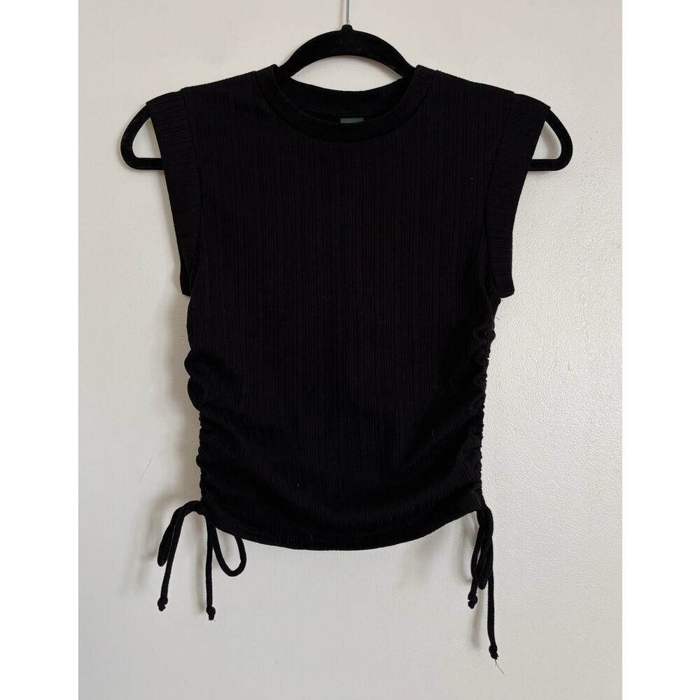 Black Wild Fable Ribbed Sleeveless Cropped Tank S